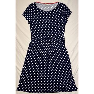 Boden Amelie Jersey Dress Navy White Polka Dots Pockets Summer Womens Size 8P